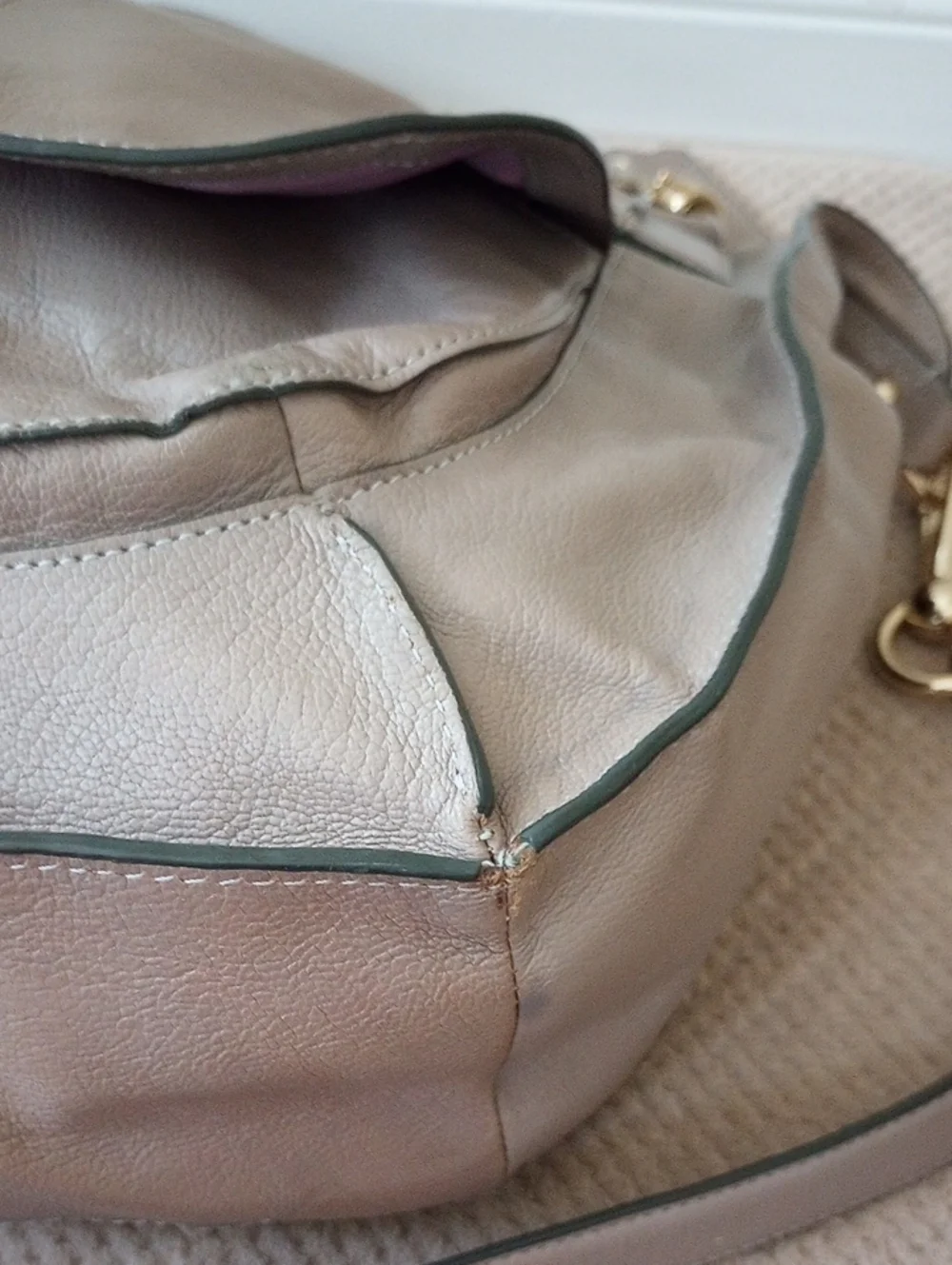 Coach Taupe Leather Hobo Bag with Gold Hardware